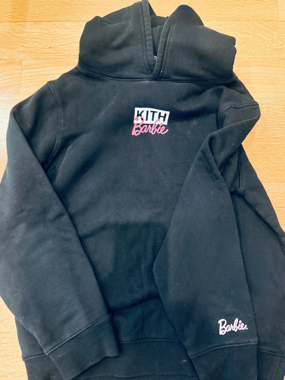 Kith x Barbie Black Hoodie with Pink Logo